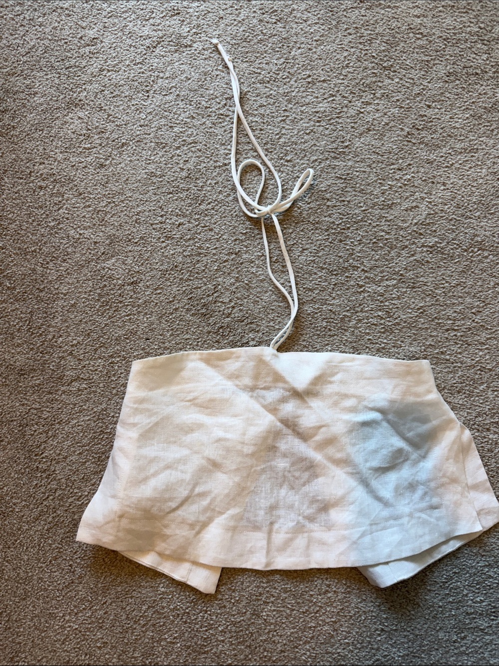 Olivaceous White Strapless Linen Bandeau Top